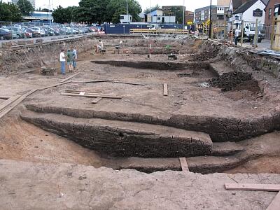 Excavated stretch of the medieval town ditch, Bond Street  © Coventry City Council